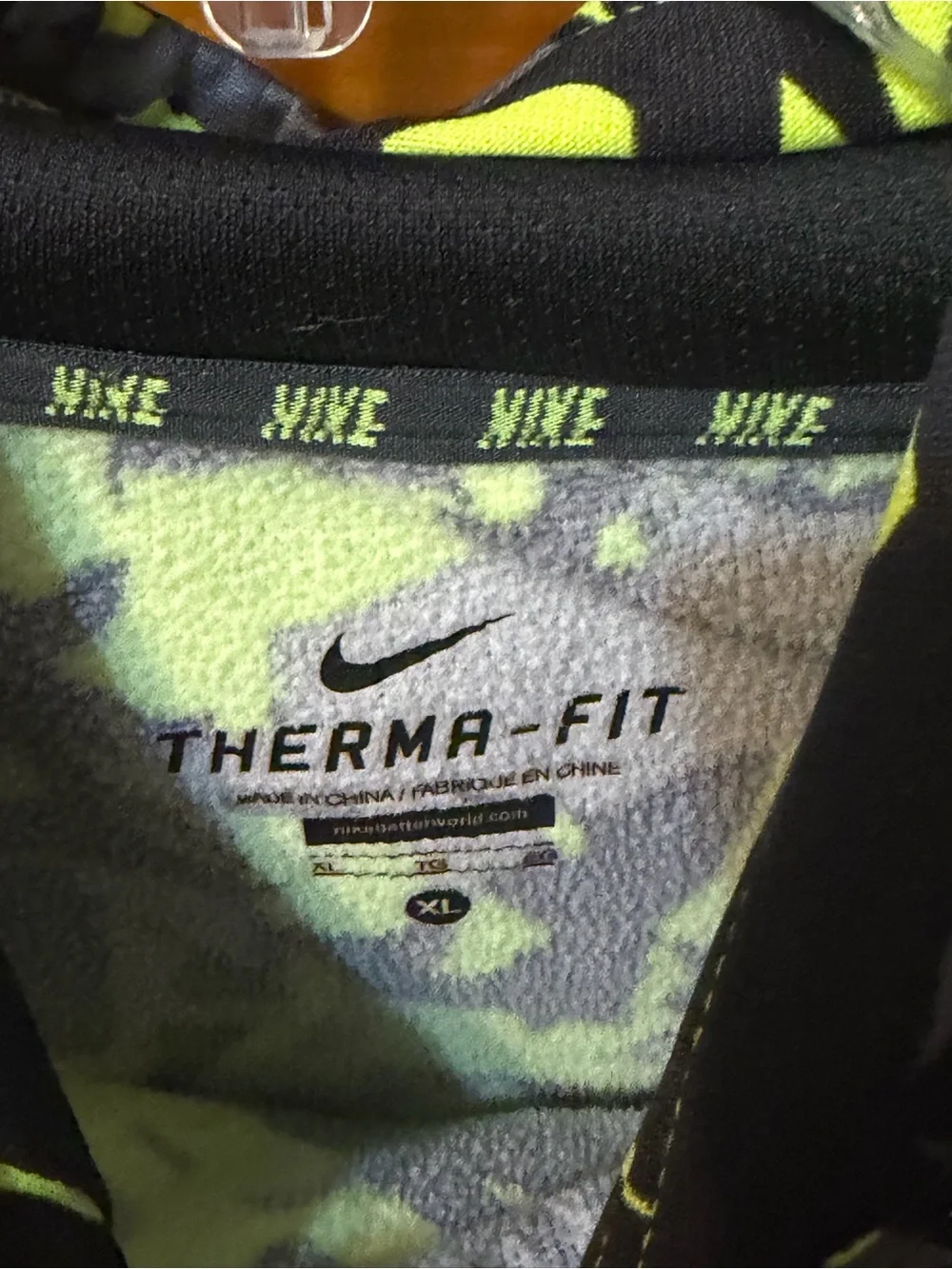Nike Kids Neon Camo Hoodie - Black & Neon Yellow